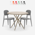 Berel design round table set 80cm beige 2 chairs Model