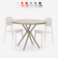 Berel design round table set 80cm beige 2 chairs Promotion