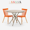 Design round beige table set 80cm 2 chairs Eskil Discounts