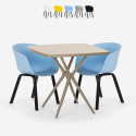 Set 2 chairs design beige square table 70x70cm modern Navan Offers
