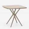 Set 2 chairs design beige square table 70x70cm modern Navan 