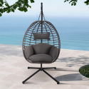 Rattan garden swing armchair with cushions Lindud Natural On Sale