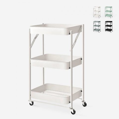 Folding kitchen trolley 3 shelves with wheels Pikas Promotion