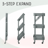 Folding kitchen trolley 3 shelves with wheels Pikas Buy