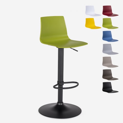 Design kitchen bar stool with adjustable matt black base Grand Soleil Imola Matt Promotion
