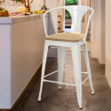 Lix style high stool industrial design bar kitchen steel wood back light 
