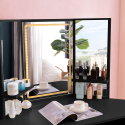Elettra Black corner make-up station 3 LED drawer mirrors Discounts