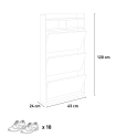 Space-saving vertical shoe rack 3 doors 63x24x120cm 18 pairs of Curpes shoes Model