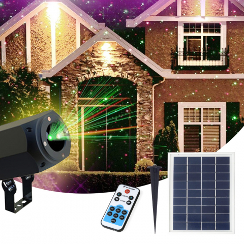 Projector Led Laser with Solar Panel and Remote Control Christmas Promotion