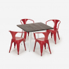 table set 80x80cm industrial design 4 chairs style bar kitchen hustle white Cost