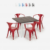 table set 80x80cm industrial design 4 chairs Lix style bar kitchen hustle white Catalog