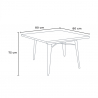 table set 80x80cm industrial design 4 chairs Lix style bar kitchen hustle white 