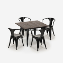 table set 80x80cm 4 chairs industrial design style Lix kitchen bar hustle black Price