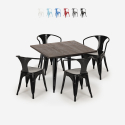 table set 80x80cm 4 chairs industrial design style Lix kitchen bar hustle black Discounts