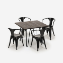 set 4 chairs Lix style table 80x80cm industrial design bar kitchen reims dark Price