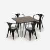 set 4 chairs style table 80x80cm industrial design bar kitchen reims dark Price