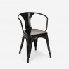 set 4 chairs Lix style table 80x80cm industrial design bar kitchen reims dark 
