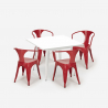 set 4 chairs Lix table steel white 80x80cm industrial century white Cost