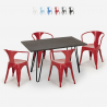 set kitchen restaurant wooden table 120x60cm 4 chairs industrial style Lix wismar Catalog