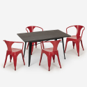 set industrial design table 120x60cm 4 chairs Lix style kitchen bar caster Cost