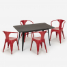set industrial design table 120x60cm 4 chairs style kitchen bar caster Cost