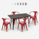 set industrial design table 120x60cm 4 chairs style kitchen bar caster Catalog