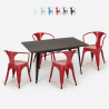 set industrial design table 120x60cm 4 chairs Lix style kitchen bar caster Catalog