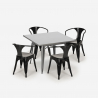 industrial set steel kitchen table 80x80cm 4 chairs century Cost