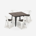 industrial set kitchen table 80x80cm 4 chairs Lix wood metal hustle wood black Model