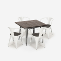 industrial kitchen set industrial table 80x80cm 4 chairs wood metal hustle wood Measures