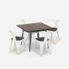 industrial kitchen set industrial table 80x80cm 4 chairs wood metal hustle wood Measures
