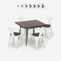 industrial kitchen set industrial table 80x80cm 4 chairs Lix wood metal hustle wood Offers