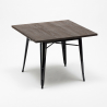 industrial set kitchen table 80x80cm 4 chairs Lix wood metal hustle wood black 