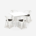 white industrial table set 80x80cm 4 chairs Lix wood century wood white Characteristics