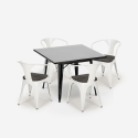 black table set 80x80cm 4 chairs industrial style century wood black Measures