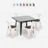 black table set 80x80cm 4 chairs industrial style century wood black Offers