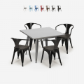 industrial kitchen set industrial table 80x80cm 4 chairs Lix metal century wood Promotion