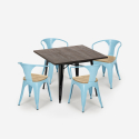 Industrial Dining Set with 80x80cm Wooden Table & 4 Hustle Black Metal Chairs Catalog