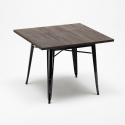industrial set wood table 80x80cm 4 chairs Lix metal hustle black top light Characteristics