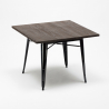 Industrial Dining Set with 80x80cm Wooden Table & 4 Hustle Black Metal Chairs Characteristics