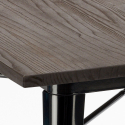 industrial set wood table 80x80cm 4 chairs Lix metal hustle black top light Measures