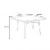 Industrial Dining Set with 80x80cm Wooden Table & 4 Hustle Black Metal Chairs 