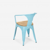 Industrial Dining Set with 80x80cm Wooden Table & 4 Hustle Black Metal Chairs 