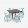 kitchen table set 80x80cm 4 chairs Lix wood industrial hustle top light Bulk Discounts