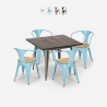 kitchen table set 80x80cm 4 chairs Lix wood industrial hustle top light On Sale