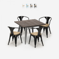 kitchen table set 80x80cm 4 chairs Lix wood industrial hustle top light Promotion