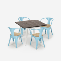 industrial kitchen table set 80x80cm 4 chairs Lix style wood hustle white top light Bulk Discounts
