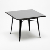 black metal kitchen table set 80x80cm 4 chairs Lix century black top light Characteristics