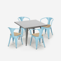 industrial table set 80x80cm 4 chairs Lix wood metal century top light Bulk Discounts