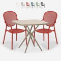Set 2 chairs square table 70x70cm beige indoor outdoor design Lavett Promotion